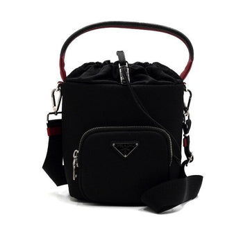 Prada Black Nylon Triangle Logo Pocket Bucket Tote Bag and Shoulder Bag Crossbody aa66751 159299559 [P]