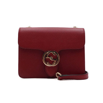 GUCCI レッド インターロッキング スモール ゴールドチェーン ショルダーバッグ クロスバッグ 510304 159299570 [P]