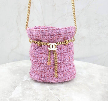 CHANEL CC-Logo Saison Tweed Bucket Bag Rosa AS3116 129025392 [P]