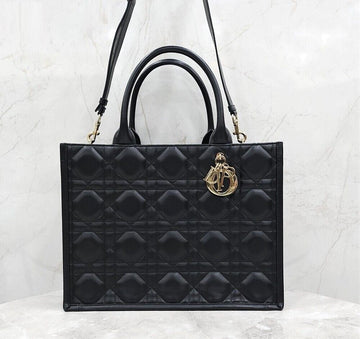 Dior Leather Book Tote Medium Bag Black Cannage M1324OWHP 149230142 [P]
