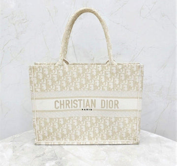Dior Oblique Book Tote Medium Bag White Gold M1296ZTQRM981 134527943 [P]