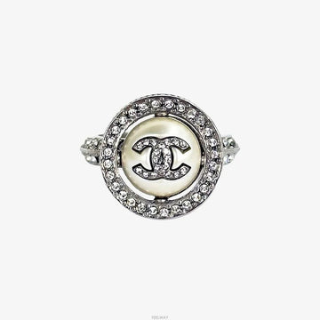 CHANEL Unused Round Logo Crystal Ring AFD107221C 159301563 [P]