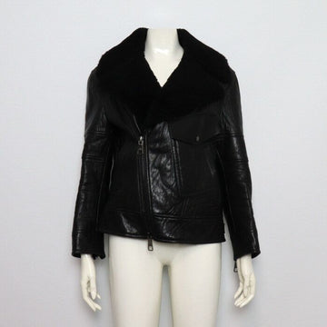 Neil Barrett Black Shearling Lined Big Pocket Leather Women's Jacket NPE388C 159301572 [P]