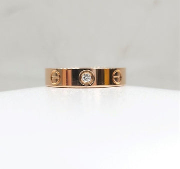 Cartier 18k Diamond 1P Love Band Ring 18K Rose Gold Size 47 132454696 [P]