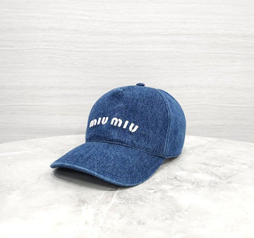 Miu Miu New Logo Embroidered Denim Baseball Cap S 5HC179 156501158 [P]