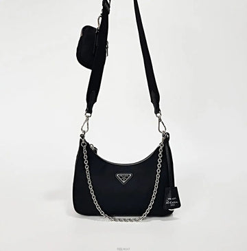 Prada Re-Nylon Tessuto Chain Hobo Bag 1BH204 156641393 [P]