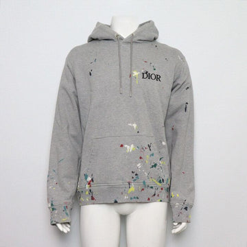Dior Gray Cotton Floral Logo Paint Splatter Detail Men's Hoodie T-Shirt 183J688A0531 159303163 [P]