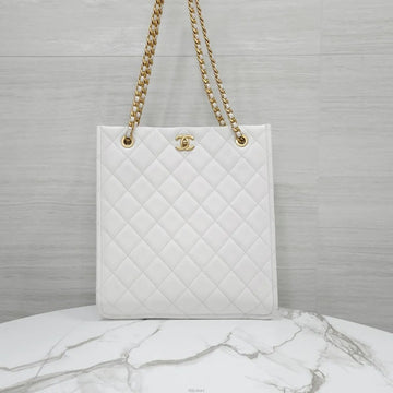 CHANEL Classic CC Logo Shopper Bag White Gold 31 Series 159303680 [P]