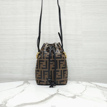Fendi Montrezzo Mini Leather Bucket Bag Brown 8BS010 159303935 [P]