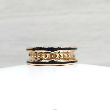 Bulgari 18k B.zero1 Rockstud Double Band Ring 18K Rose Gold Black Ceramic 65 358006 159304345 [P]