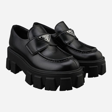 Prada Women's Brushed Leather Monolith Loafers Black 159323473 [P]