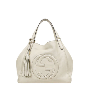 GUCCI ホワイトレザーソーホータッセルショルダーバッグ 66058 159325884 [P]