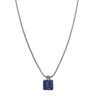 DIOR Cubic Blue Oblique Platte Silber Halskette 66852 159338124 [P]