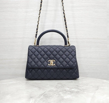 CHANEL Kochandle Medium Tote Schultertasche Kaviar Marine Gold 30er-Serie A92991 156566119 [P]