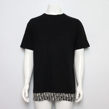 DIOR ブラックコットンオブリークリアイアードメンズ半袖Tシャツ 923J631W8541 159368066 [P]