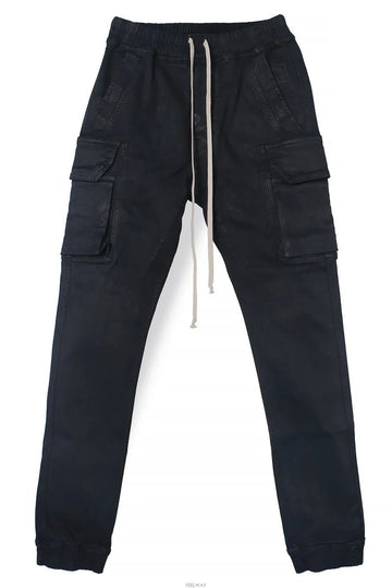 RICK OWENS MASTODON CUT ブラック ワックス ストレッチ デニム 147375170 [P]