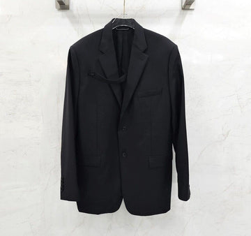 DIOR Schwarze Virgin Wool Twill Button Jacke 013C216A3226 132669535 [P]