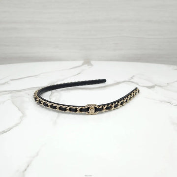CHANEL Classic Leather Metal Chain CC Logo Hairband 159423112 [P]