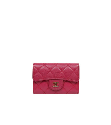 CHANEL Burgundy Caviar Classic Card Holder 52130 159466620 [P]