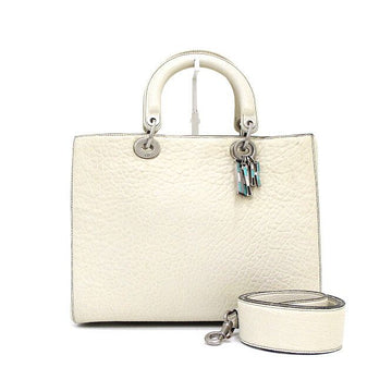Dior Ivory Leather Lady Large Tote Bag and Shoulder Bag M0584VQAL 159481249 [P]
