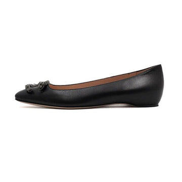 Gucci Black Leather Dionysus Silver Logo Ballerina Flats 435534 159486778 [P]