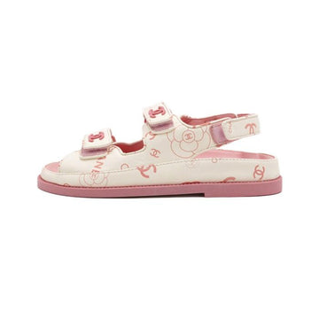 CHANEL G35927 Sandalen aus Leder mit CC-Velcro in Weiß und Pink 159486971 [P]