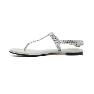 CHANEL Woven Leder T Sandalen für Damen mit CC Logo in Silber 66867 159487306 [P]