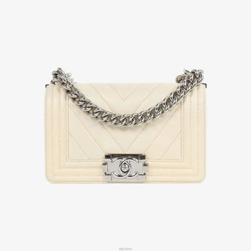 CHANEL Chevron Boy Bag Small Silber Leder 22. Reihe L1Q50AJM 159488064 [P]