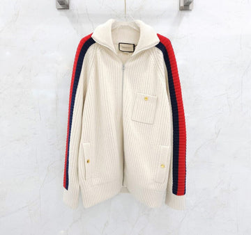 Gucci Wool Cashmere Knit Zip-Up Bomber 715621 152876162 [P]