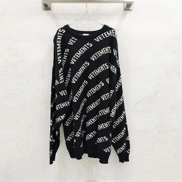 vetements Allover Logo Cotton Cashmere Jacquard Knit Black UE51KN200B 159490392 [P]