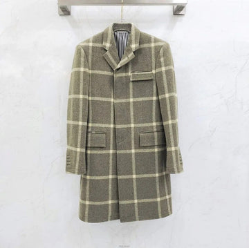 Thom Browne Check Pattern Single Chesterfield Wool Coat MOC567A 159490468 [P]