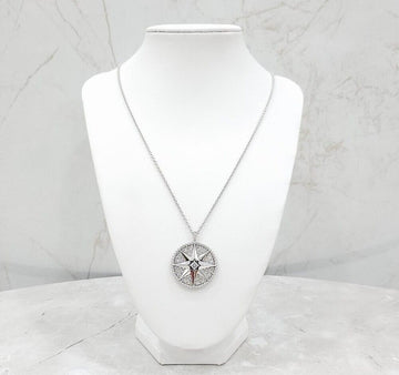 DIOR Diamant Rose de Vent Medaille Weißgold Halskette 152975237 [P]