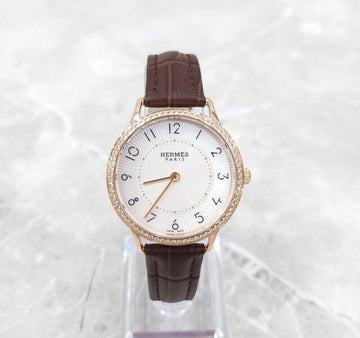 Hermes 18k New Item Bezel Diamond Watch 18K Pink Gold 152975366 [P]