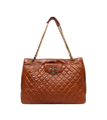 CHANEL Brown Lambskin Quilted Chain Shoulder Bag 66259 159557308 [P]