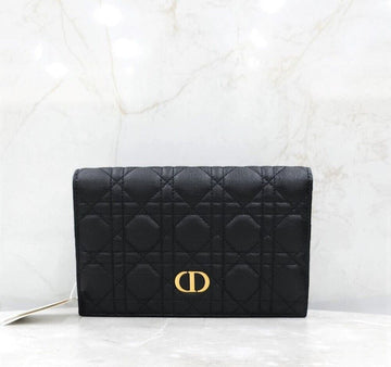 Dior New Black Caro XL Slim Wallet Long Wallet Black Cannage S5104UWHC 147639621 [P]