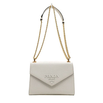 Prada White Saffiano Monochrome Chain Shoulder Bag and Crossbody AA66990 159558325 [P]