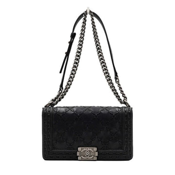 CHANEL Black Leather Shoulder Bag with Silver Chain A67086 159558344 [P]