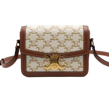 Celine White Canvas Triomphe Small Shoulder Bag and Crossbody Bag 188882BZ401BC 159558357 [P]