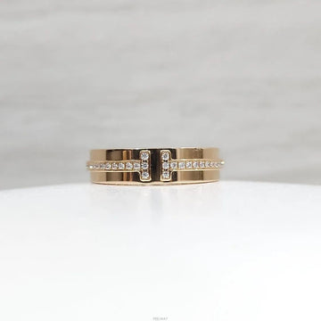 Tiffany & Co 18K Yellow Gold Narrow Diamond Ring Size 4.5 158152937 [P]