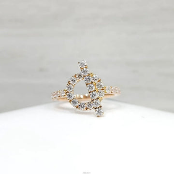 Hermes 18k Diamond Piness Ring 18K Rose Gold 52 158151547 [P]
