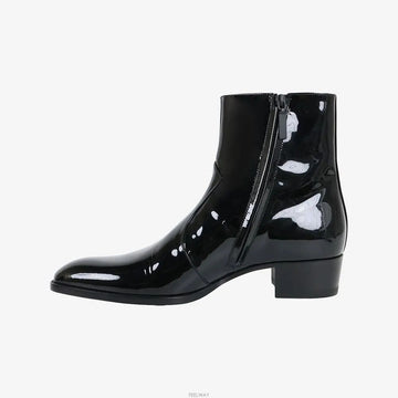 Saint Laurent Unused Patent Leather Wyatt Ankle Boots 42.5 Black 159562366 [P]