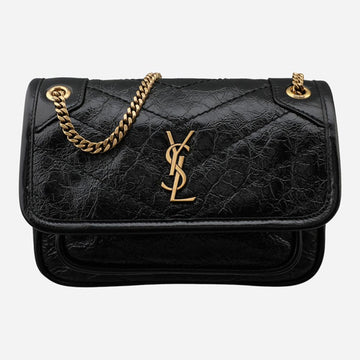 SAINT LAURENT Vintage Leder Niki Mini Schultertasche Schwarz 159562444 [P]