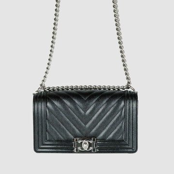 CHANEL Chevron Caviar Boy Shoulder Bag Crossbody A67086 15101 159562810 [P]