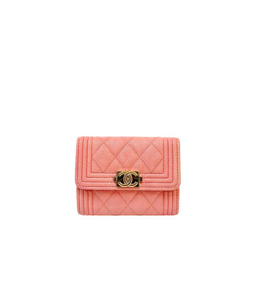 CHANEL Pink Caviar Skin Boy Card Wallet 66586 159562838 [P]