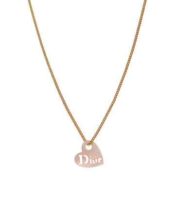 Dior Mother of Pearl Heart Gold Necklace 31384 159563641 [P]