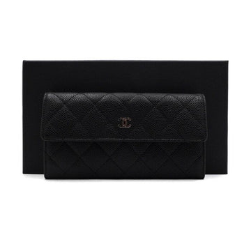 CHANEL TIMELESS Geldbörse in schwarzem Kaviar mit silberner CC-Schnalle A50096 159570076 [P]