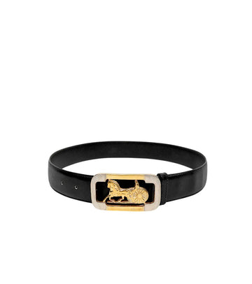 CELINE Schwarzer Leder-Gold-Gürtel 27877 159575700 [P]