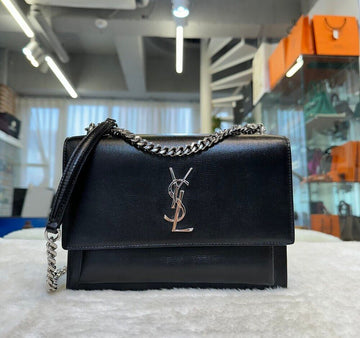 SAINT LAURENT Monogram Sunset Chain Bag Silber Schwarz 442906 148576536 [P]