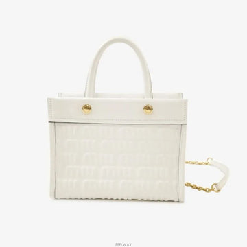Miu Miu Embroidered Logo Shoulder Bag White 5BA243 2F5X F0009 143536894 [P]