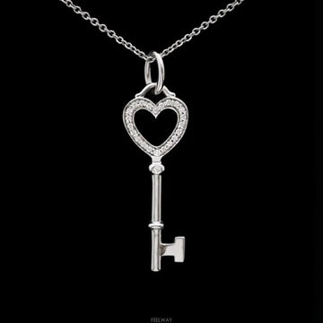 TIFFANY & CO 18K Herzschlüssel 18K Weißgold Diamant Anhänger Halskette 7245399413 75875619 [P]